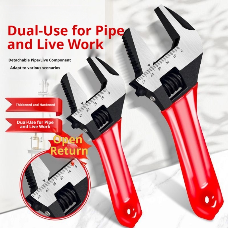 Home Bathroom Plumbing - Adjustable Wrench with Wide Opening Jaw,