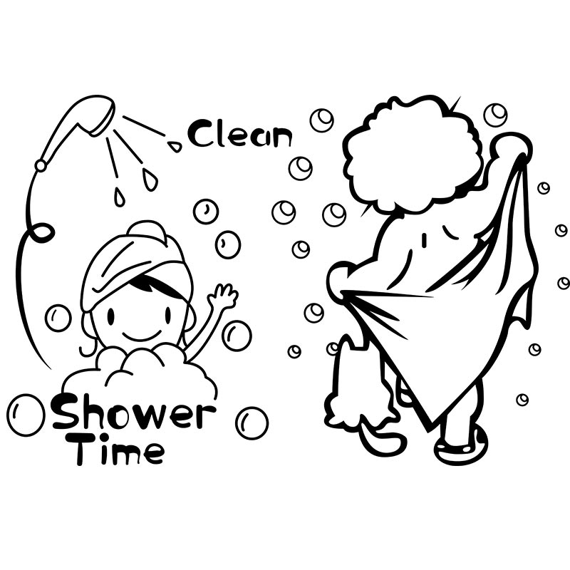 Home Center Bathroom Accessories - 1pc Clean Shower Time Cute Little