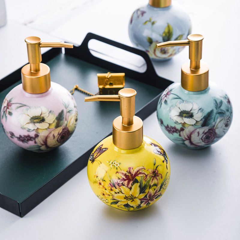 Home Center Bathroom Accessories - 300ml Ceramic Sub-bottle Color Flower and