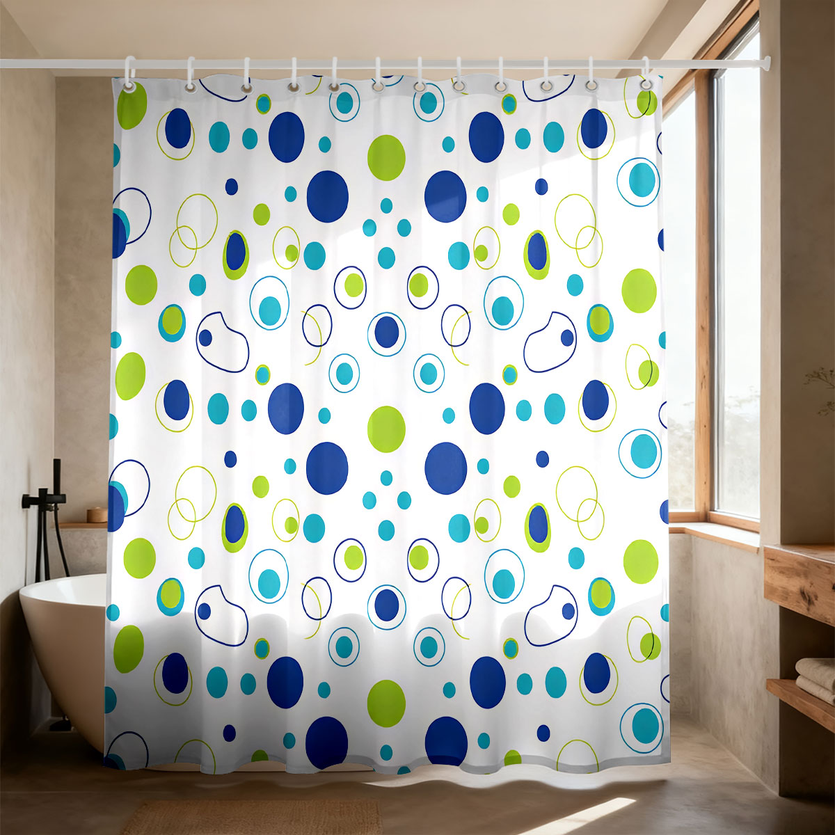 Home Bathroom Partition - 1pc Color Origin Printed Shower Curtain