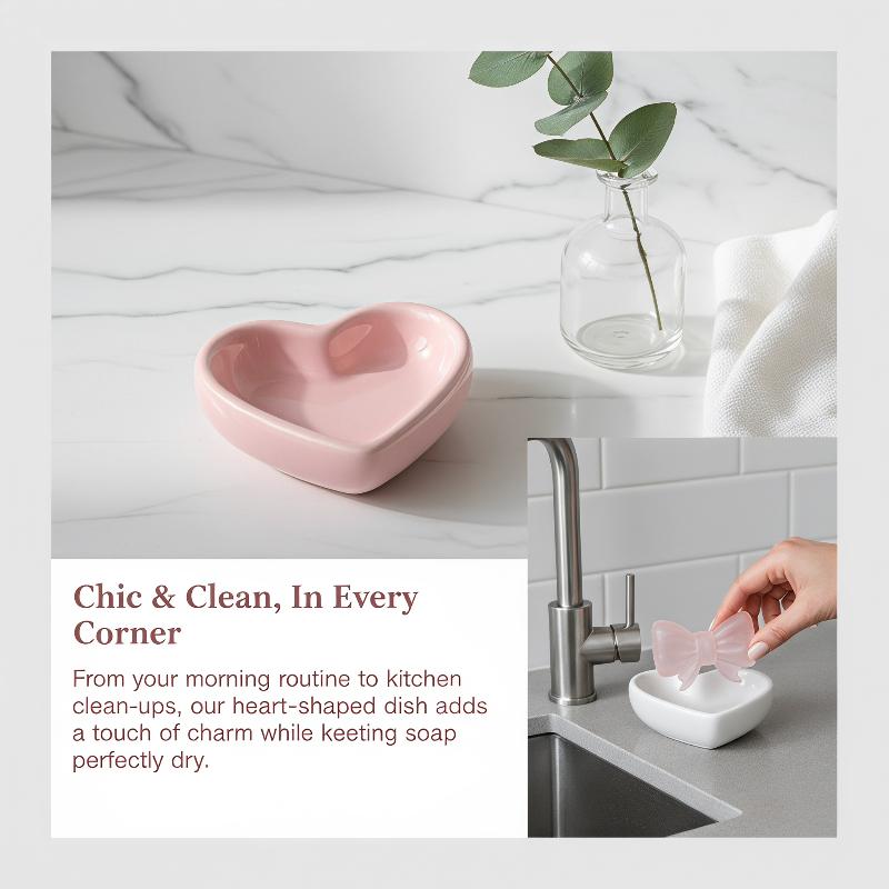 Cute Bow Heart Shaped Ceramic  - Home Bathroom Vanity recension och pris