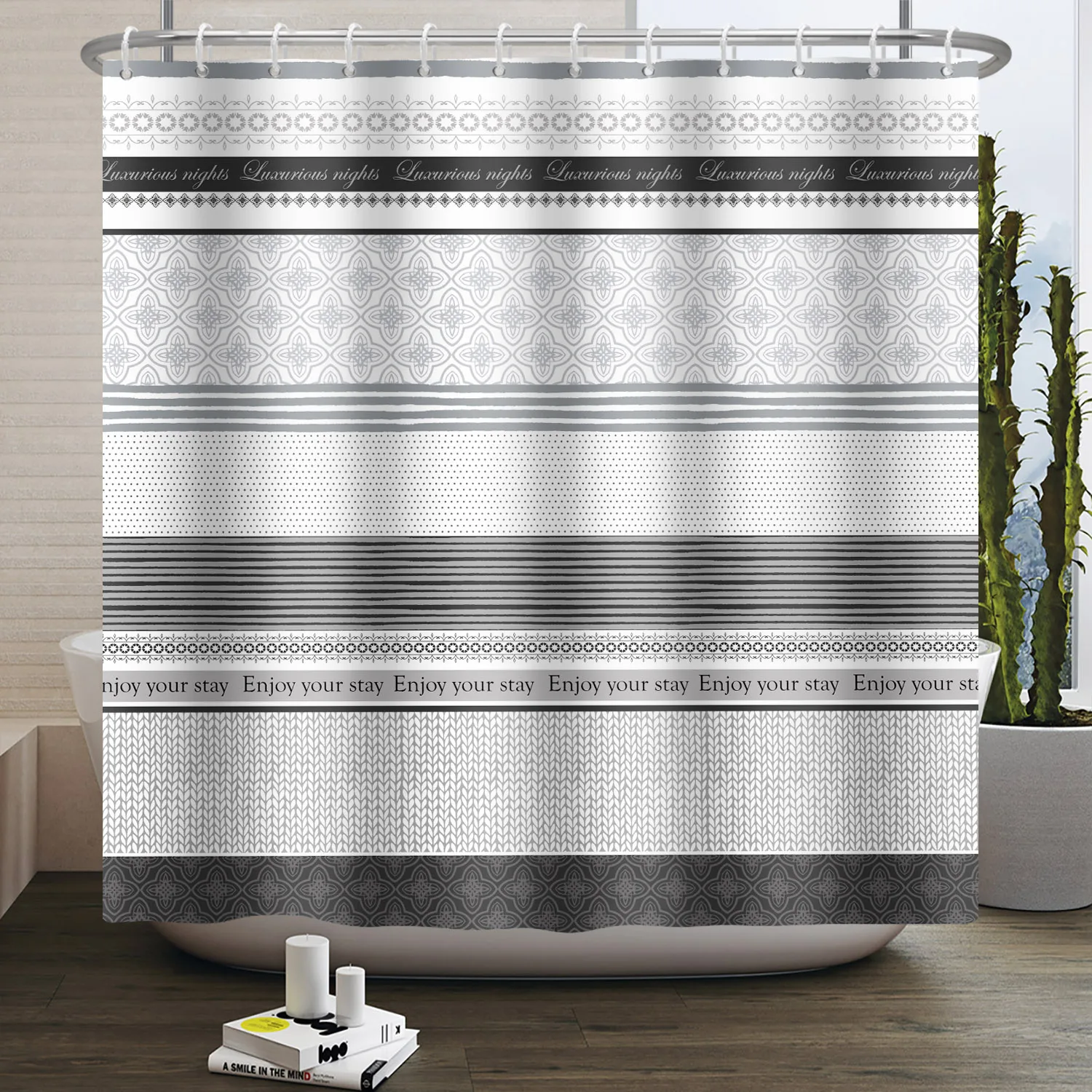 Simple Line Pattern Shower Cur - Home Bathroom Partition recension och pris